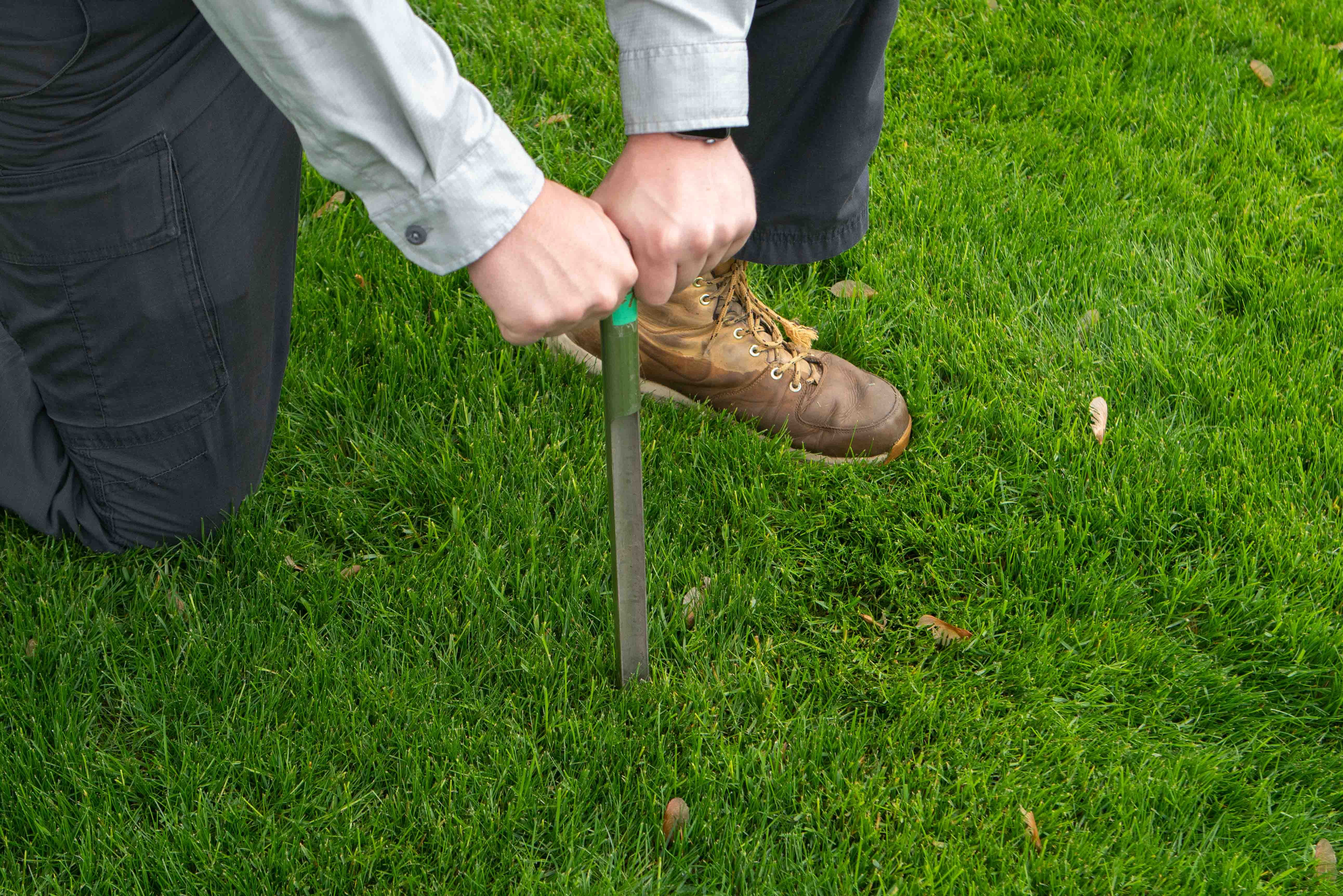 Testing soil technician