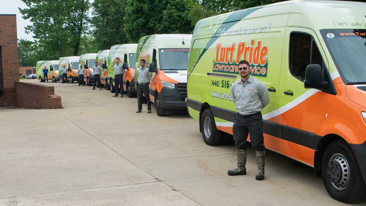 Turf Pride lawn care trucks