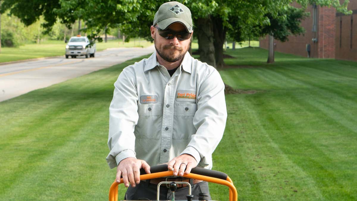 technician closeup riding machine 